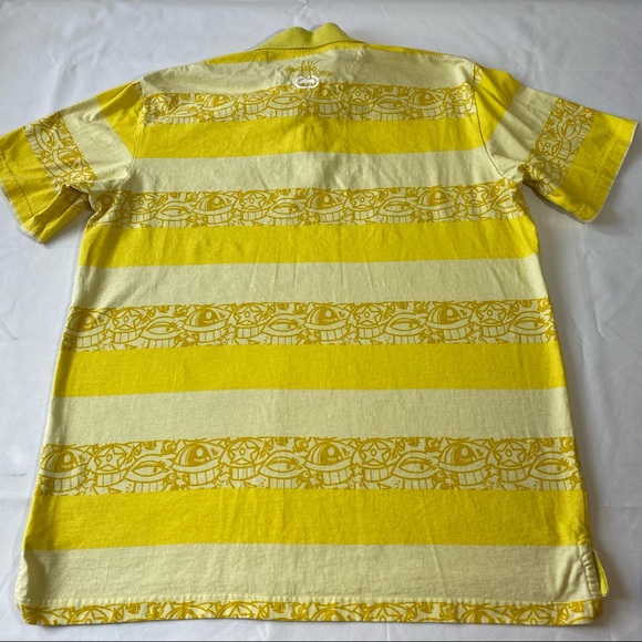 Ecko Unltd the exhibit x Askew One yellow white polo X-Large Wide Stripes - Picture 2 of 8
